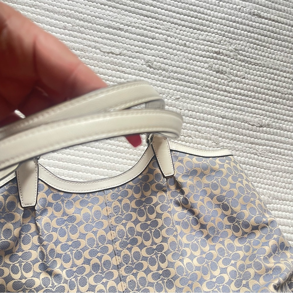 NEW COACH SIGNATURE JACQUARD SHOULDER BAG CHAMBRAY BLUE ALLIGATOR STRIPE F27734 - Picture 6 of 12